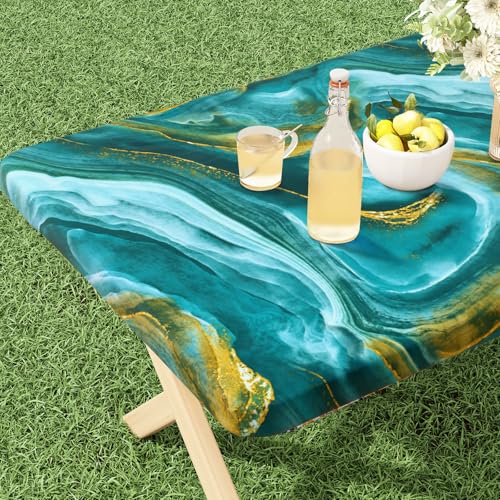 misaya Rectangle Vinyl Tablecloth 8 Foot Elastic Fitted Table Cover