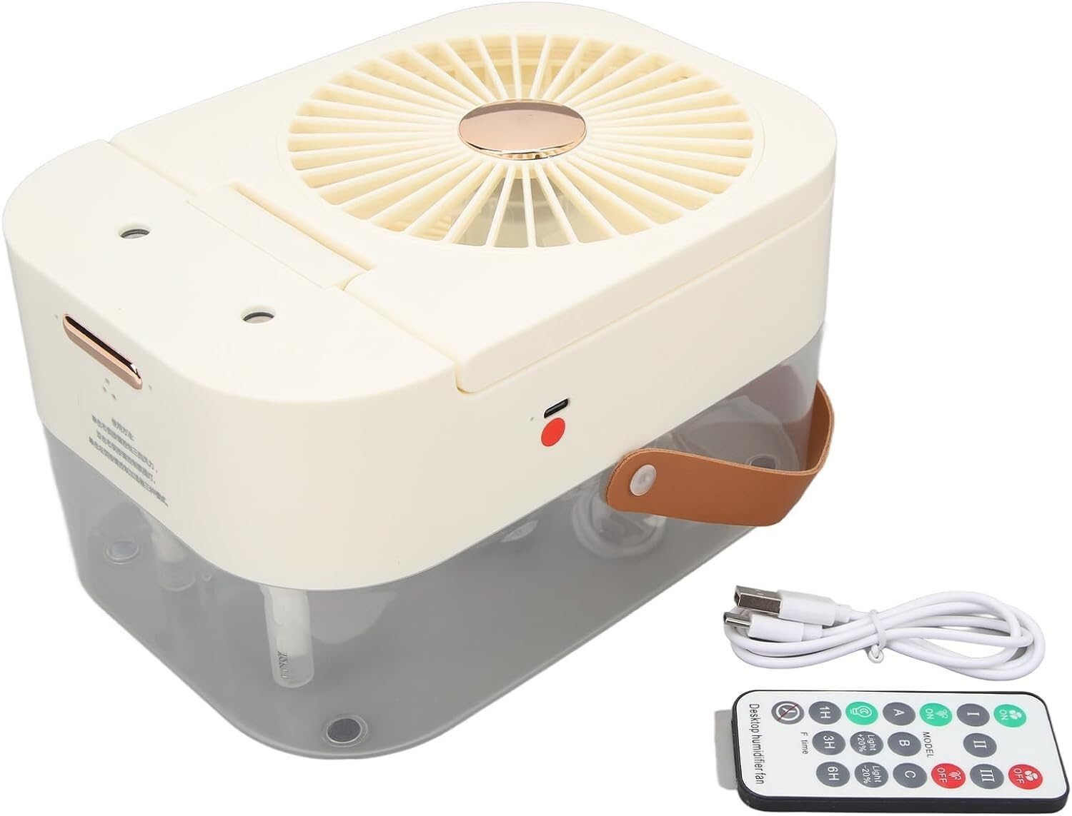 per Uso Domestico Piccolo Ventilatore umidificatore da scrivania, Mini Ventilatore umidificatore Portatile con Telecomando ABS e Doppie Porte Spray for la casa