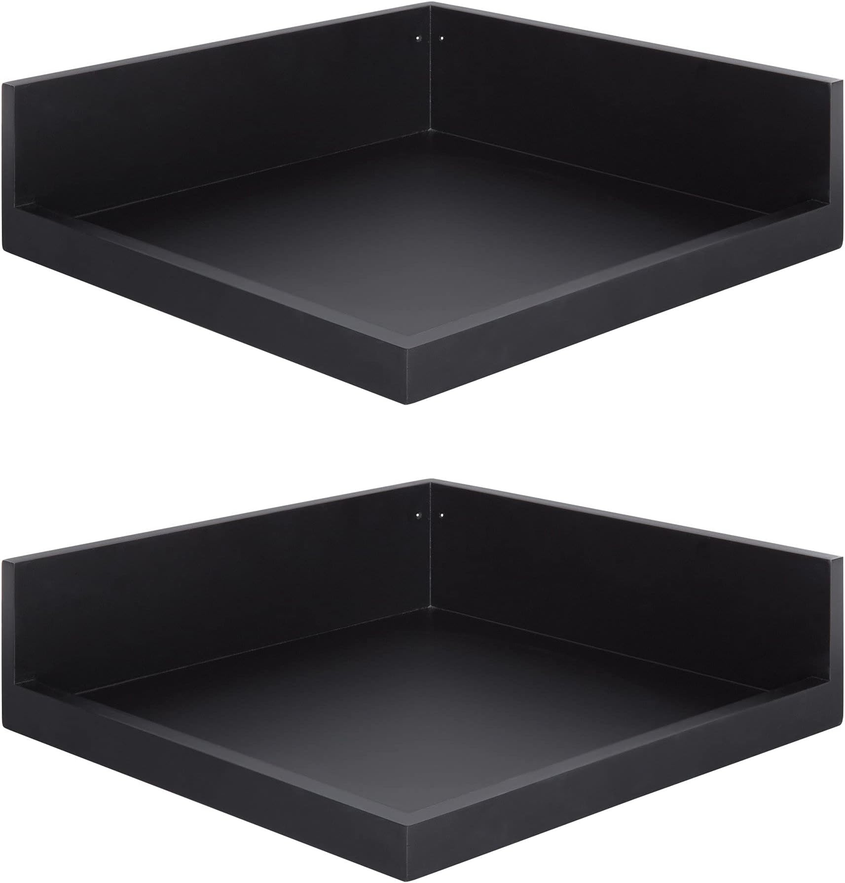 Genuine Decor Floating Corner Wooden Wall Shelf Set Two Different Different Color Shelf | for Bedroom | Living Room | Hall | Office | Kitchen | Bathroom Shelves (Black)