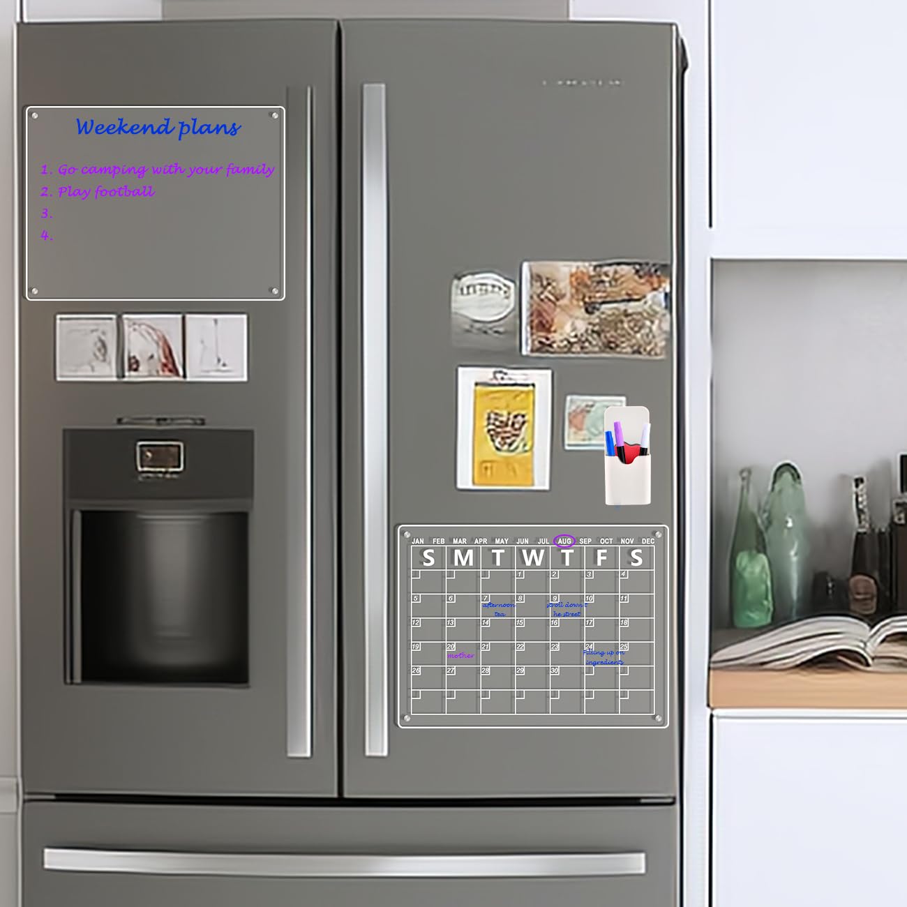 DODUOS Magnetic Fridge Calendar With 6 Dry Erase Markers 3 Colors,Magnetic Calendar For Fridge,Magnetics Weekly Planner For Fridges,Dry Erase Calendars Board Reusable,Acrylic Weekly Planner Whiteboard - Image 3