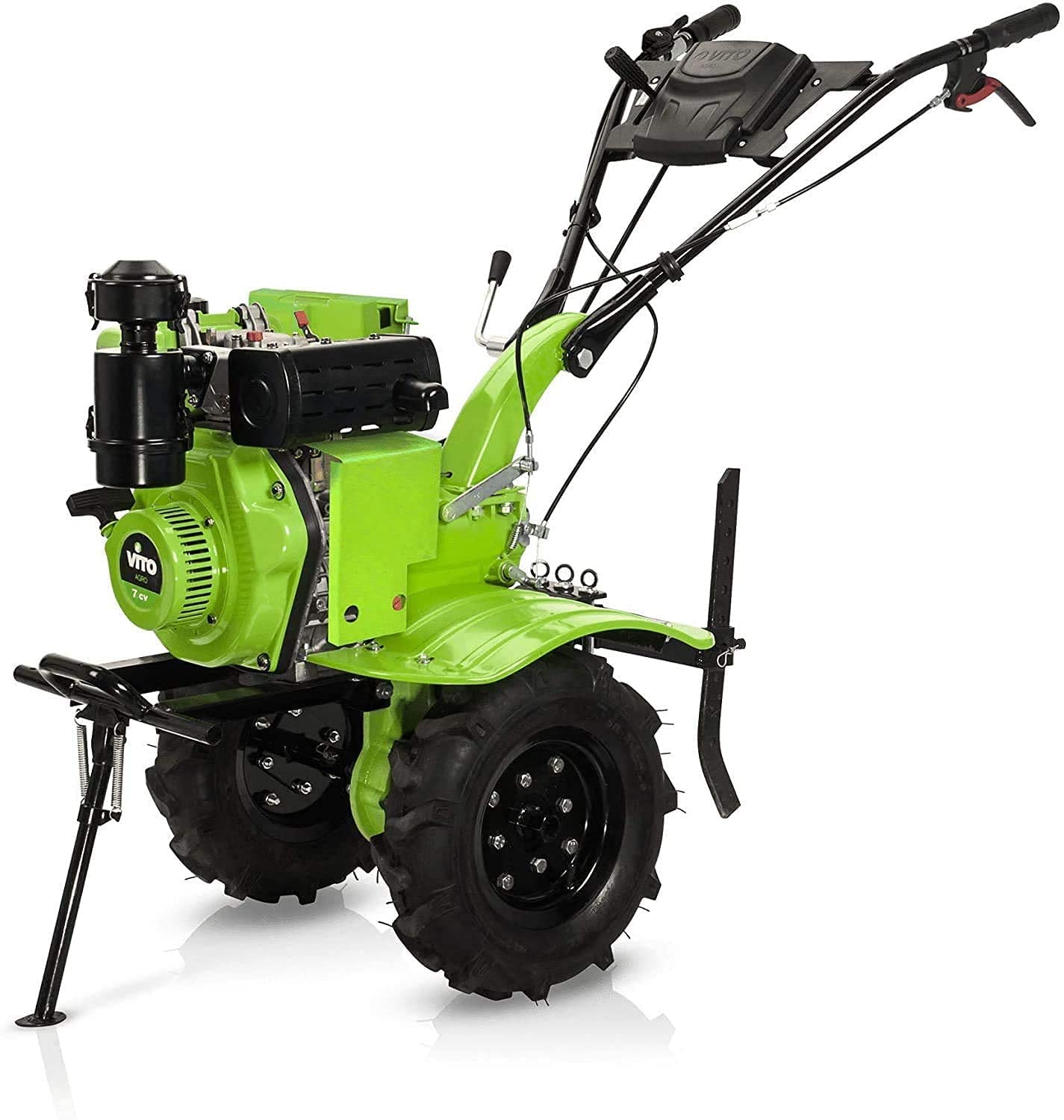 VITO - Motobineuse Diesel avec Fraises et butteur Moteur 4T 7 CV 246 cm3 Démarrage électrique Transmission directe