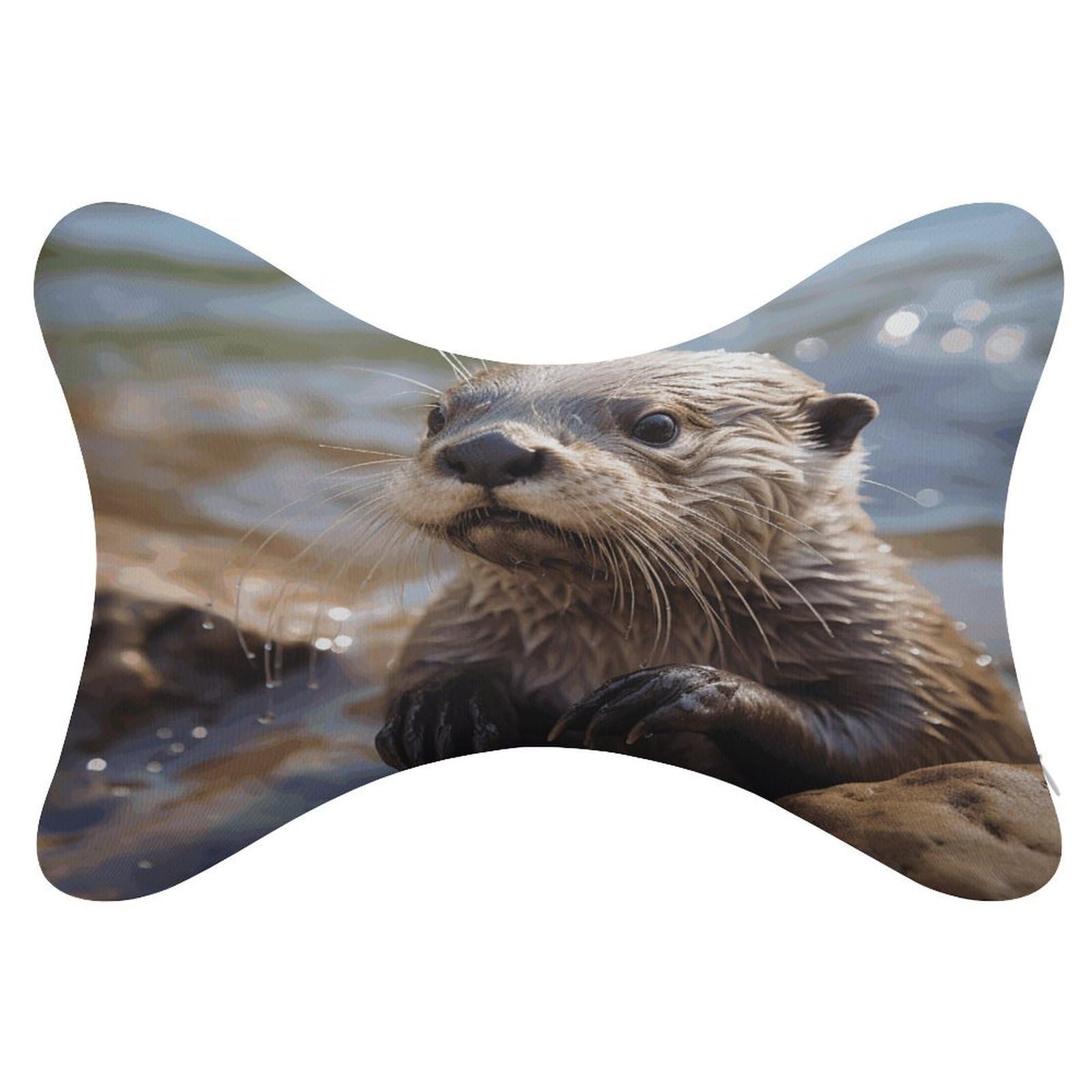VstaDank Otter Playing in The Water Car Neck Pillows 2 Pack Removable Ergonomic Cervical Support Pillow Fashion Cozy Bone Shaped Pillows Soft Car Headrest Pillow for Office Airplane Most Car