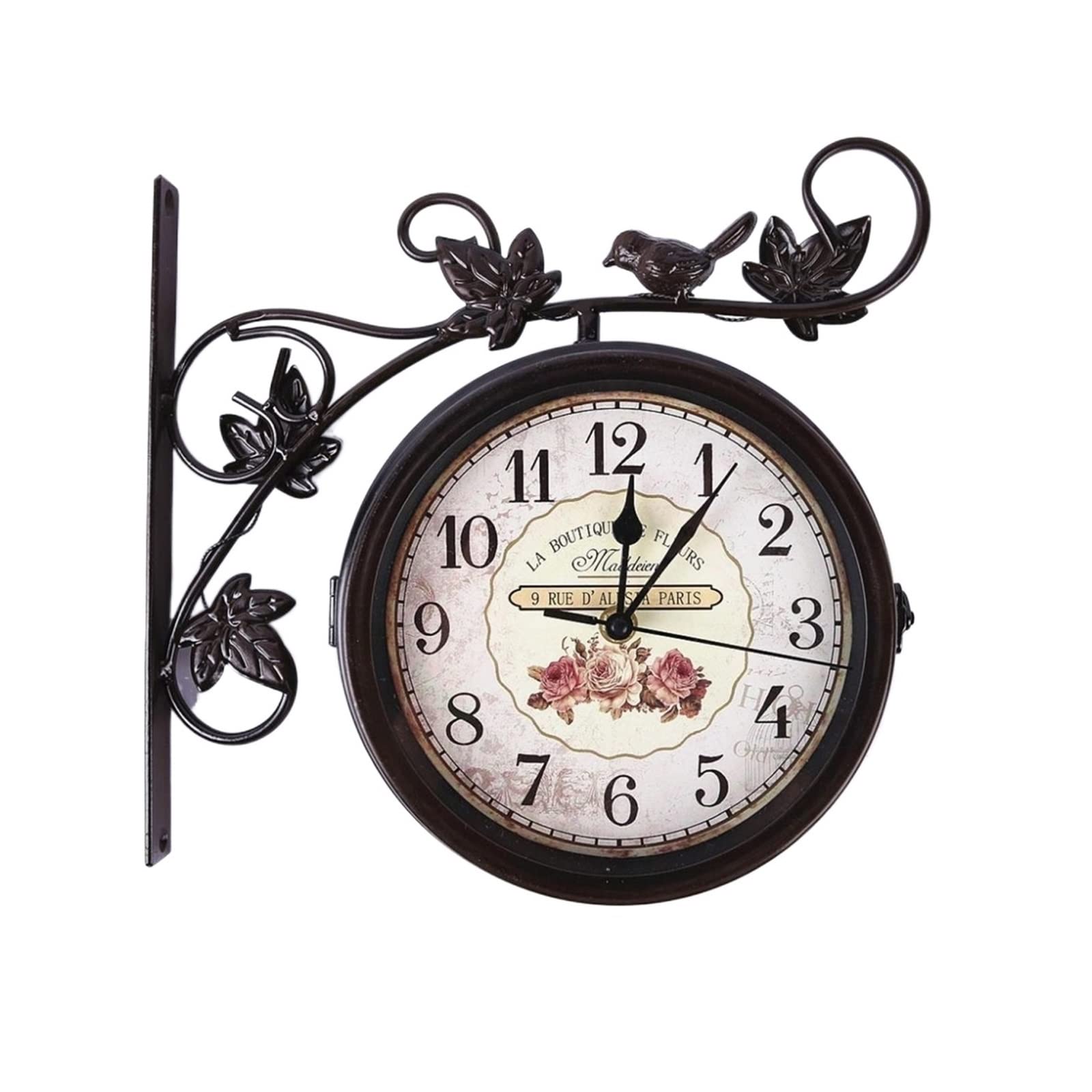 Horloge murale double face ALAIAS en art de fer rétro créatif et finitions antiques