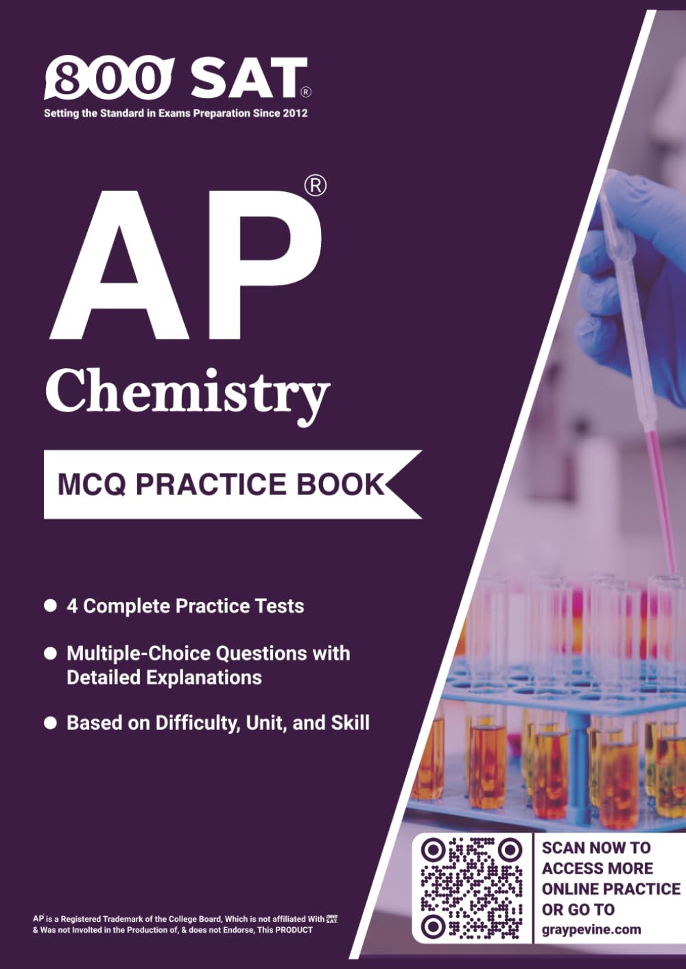 AP Chemistry Practice Tests: 4 Complete Practice Tests, Multiple-Choice Questions with Detailed Explanations, and Review by Unit, Practice, and Difficulty