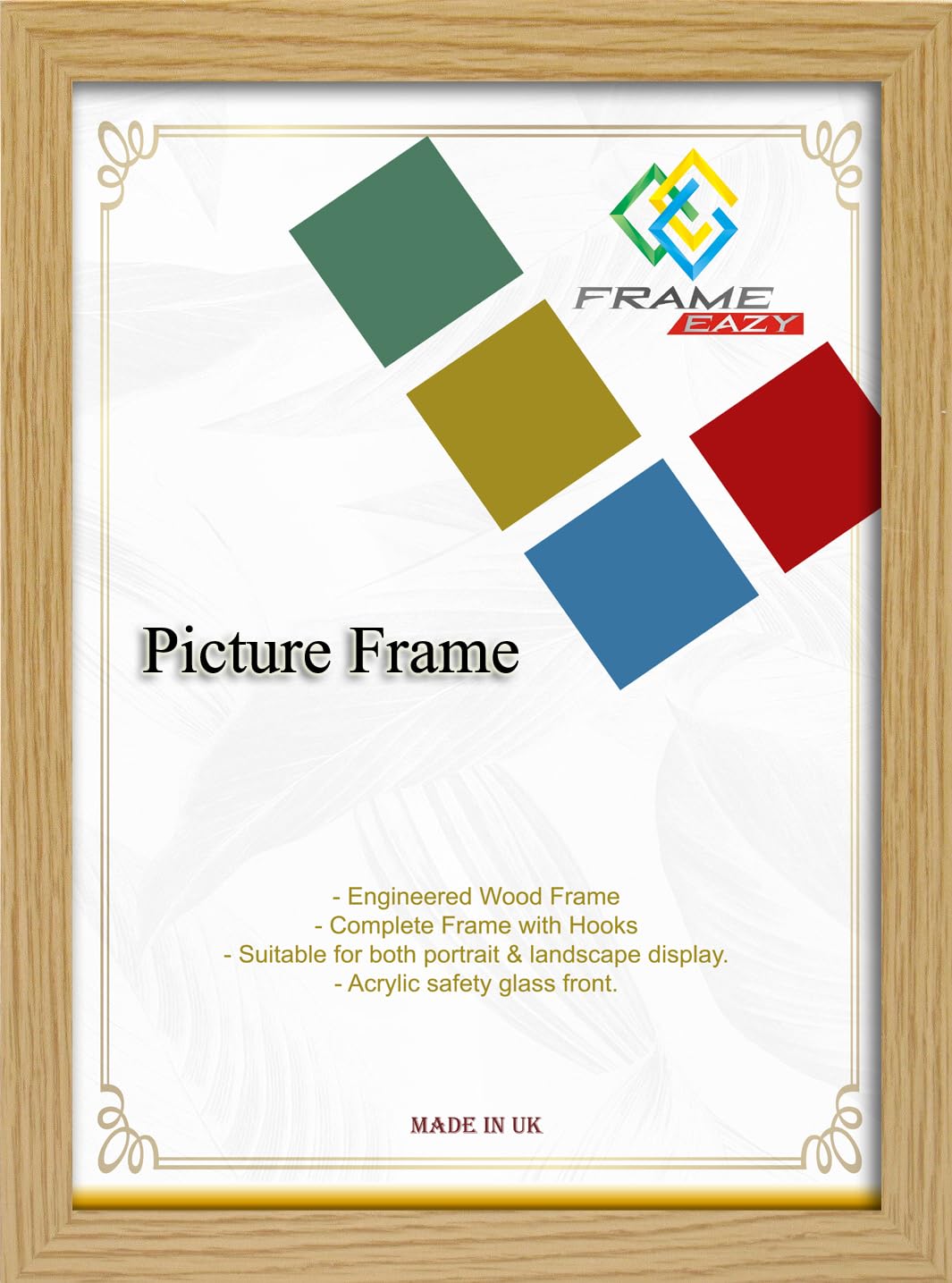 Photo Picture Frame Panoramic Poster Frame Black White Pink Oak Beech Dark Oak Walnut (Oak, 40cm x 50cm)