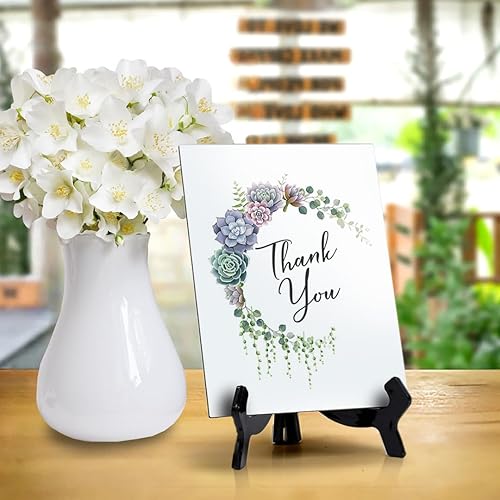 Miniatura 6 de Letrero de mesa de agradecimiento con caballete, diseño floral de media luna (6 x 8 pulgadas)