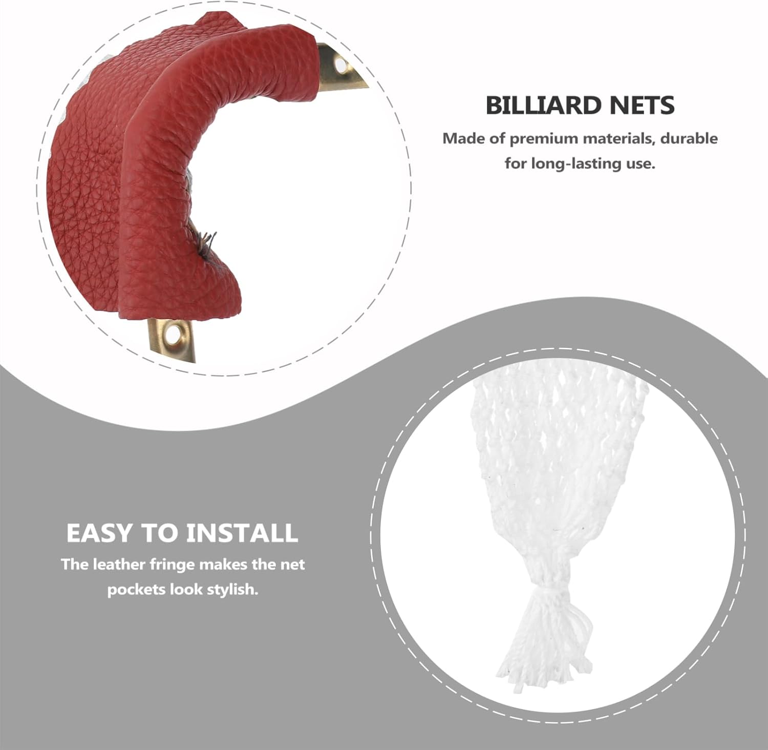 Happyyami 6-Piece Billiard Pockets Set Leather Pool Table Replacement Nets for Snooker Easy Install Preset Screw Holes
