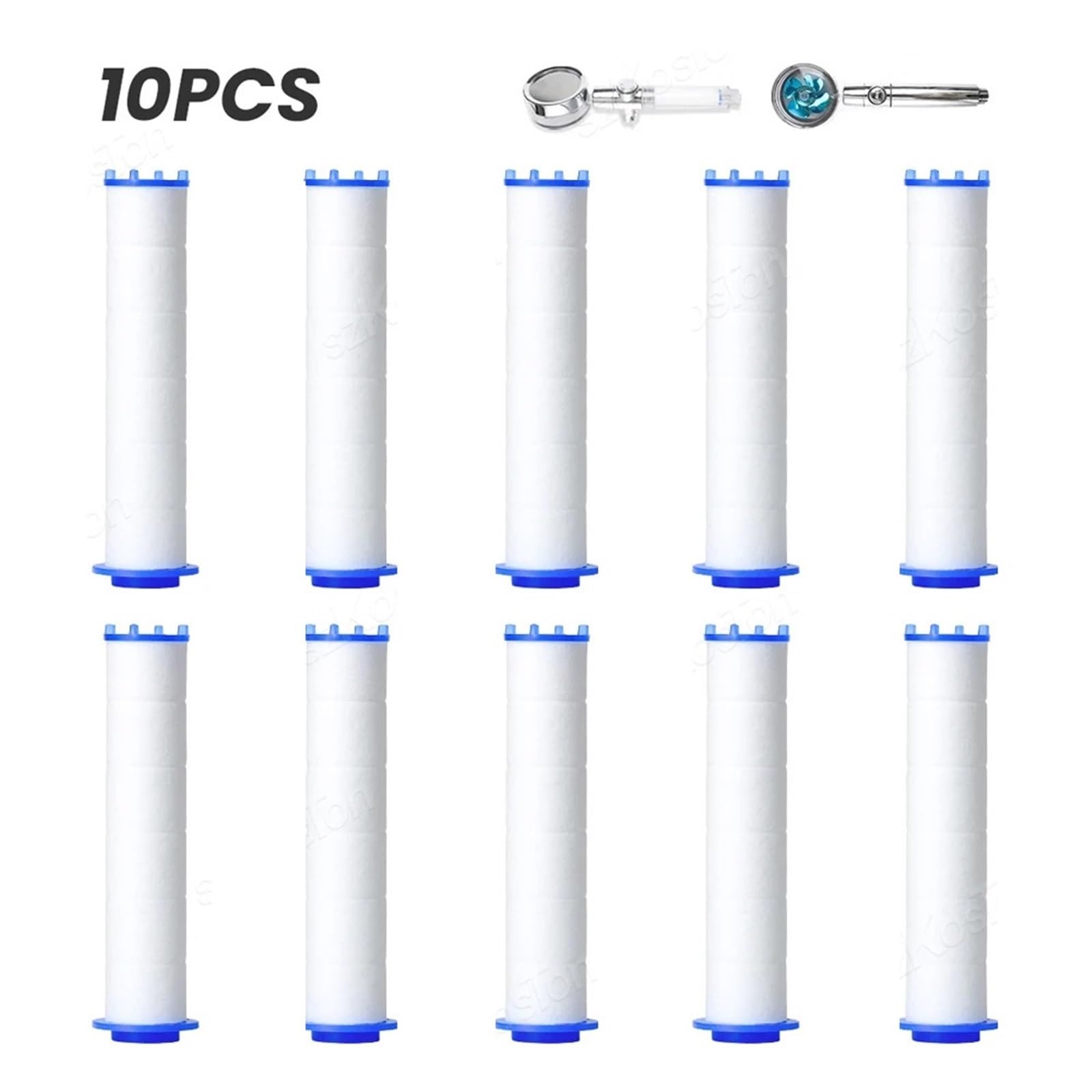 Cartucho de filtro algodón PP repuesto for cabezal ducha, purificación agua dura, pulverizador baño mano, 5-50 Uds(50PC White)