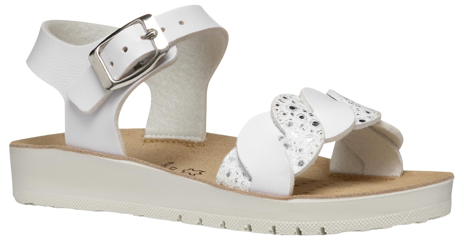 Geox Girls J Costarei Gi Sandal, White, 3.5 UK