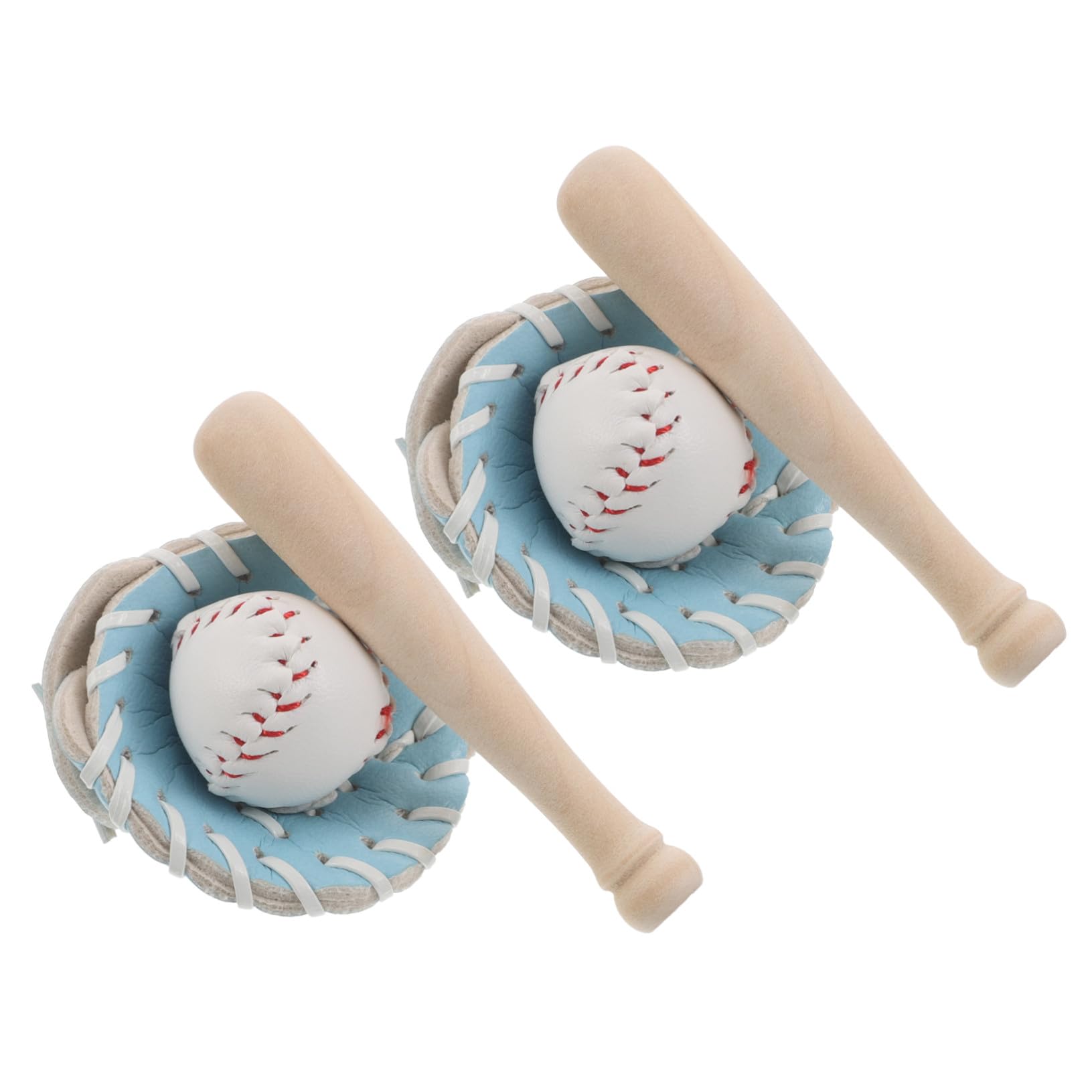 Toddmomy 2 Sätze Miniatur Baseball-Set mit Schläger Handschuh und Ball für Puppenhaus Zubehör Anfänger Lernspielzeug Dekoration für Garten Tortendeko und Bastelprojekte