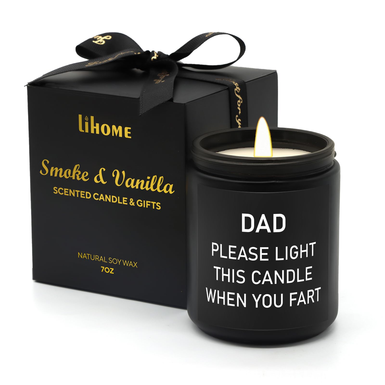 Lihome Gifts for Dad from Daughter Son - Funny Fathers Day & Thanksgiving & Christmas Gifts - Smoke Vanilla Scented Candle (7OZ)