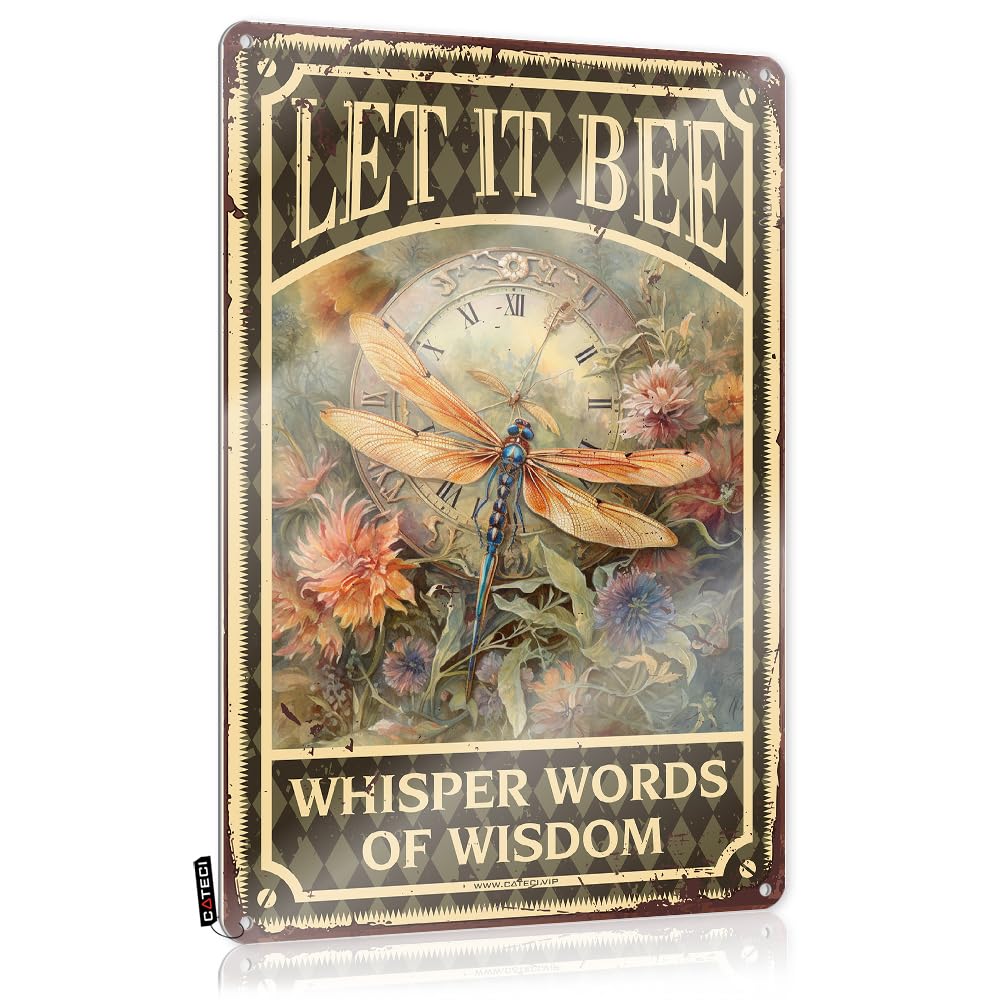 Fzfn Colour Whisper Words Of Wisdom Let It Be Dragonfly Americana Room Decoration - Funny Sign Accessory Hanging Wall Decor(30X40cm)