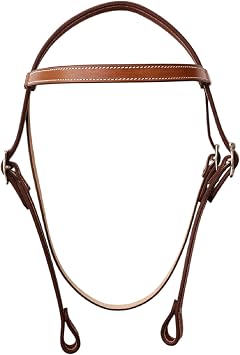 Western Leather Latigo Browband Headstall Double Stitched Brown Bridle for Horse, Equestrian Gifts for Horses