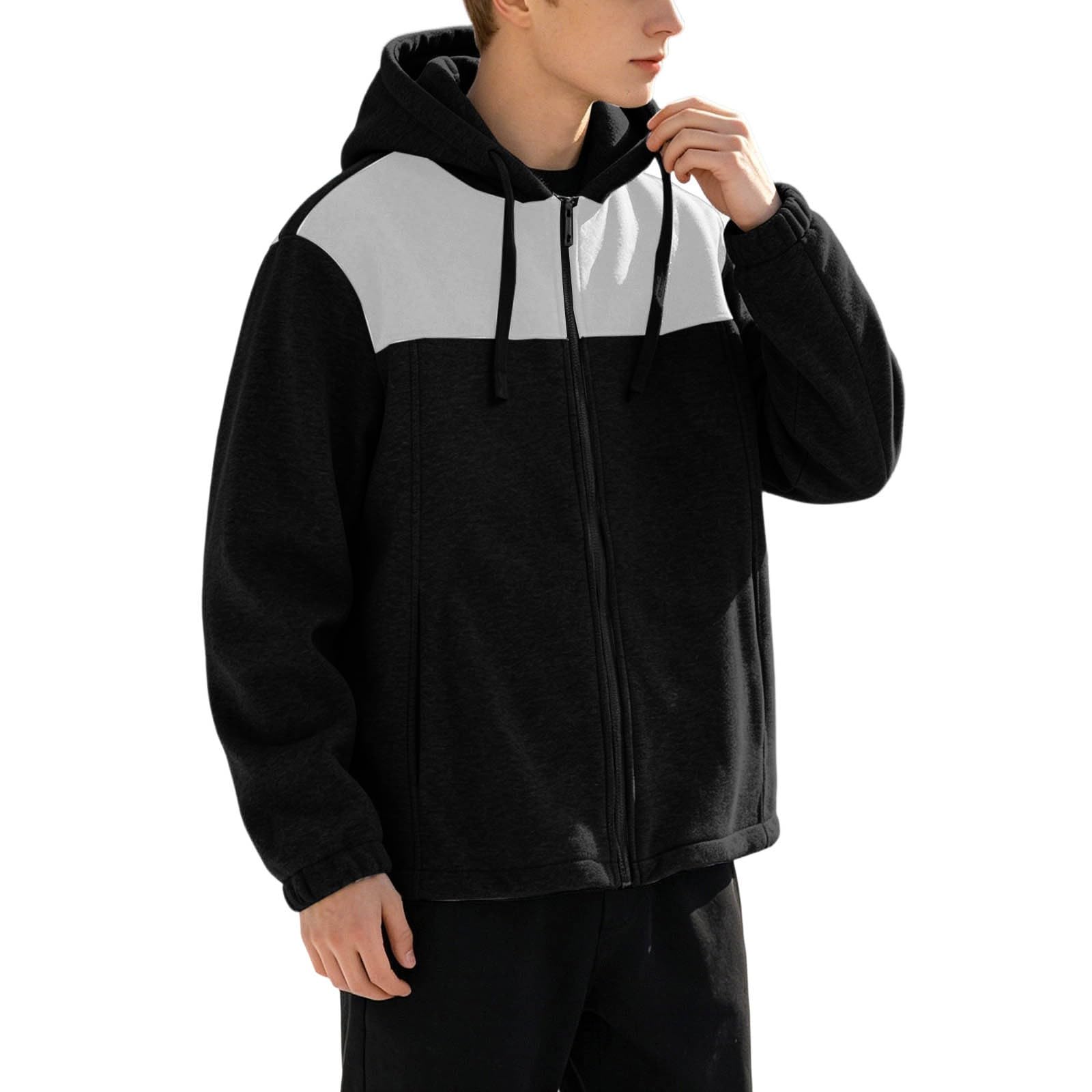 Sudadera con Capucha de Manga Larga Forrada de Felpa, Estilo Casual de Invierno para Hombre, cálida y Suave, Bolsillo Delantero, Capucha Ajustable, Ideal para frío, Calle y Diario