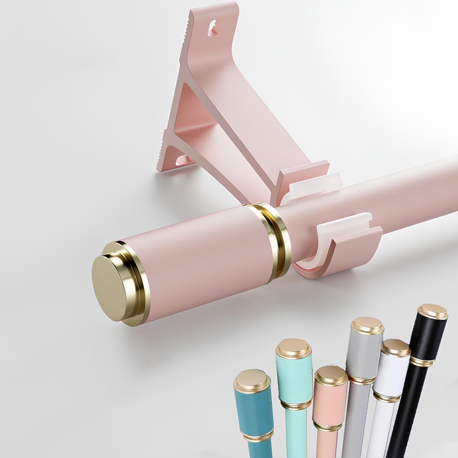 Wataow Rose Aluminum Curtain Rail Silent Track, Wall Mounted Heavy Duty Curtain Rods, Bedroom Living Room Curtain Poles(,230Cm/7.5Ft(2 * 115Cm))