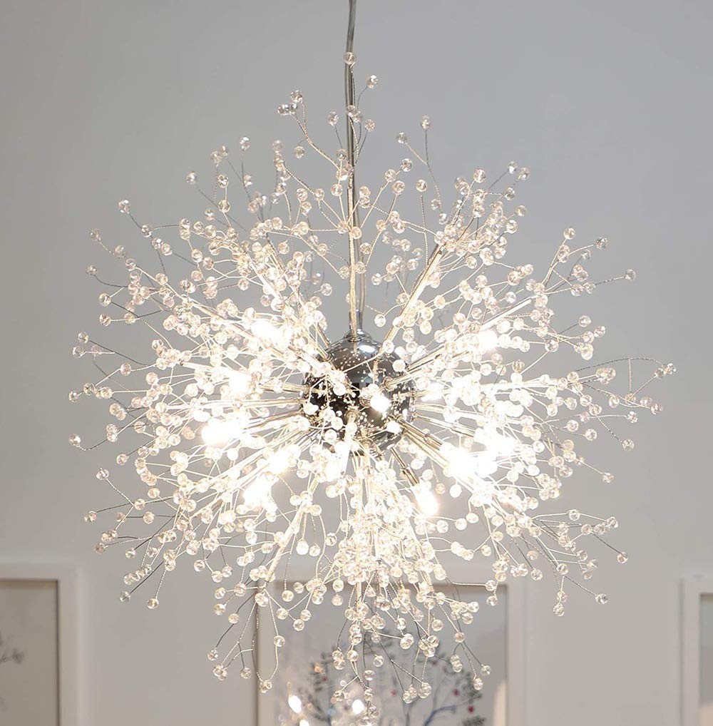 Chandeliers Firework LED Light Stainless Steel Crystal Pendant Lighting Ceiling Light Fixtures Chandeliers Lighting Modern Crystal Chandelier
