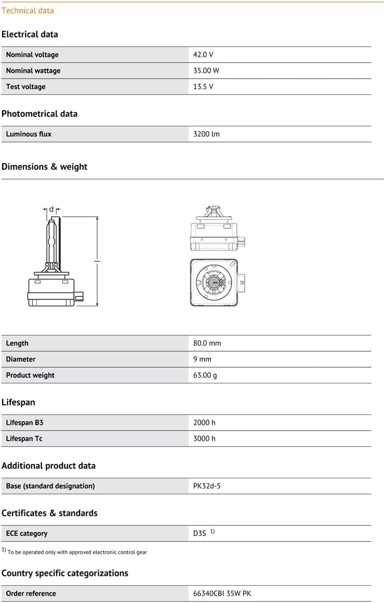 1X OSRAM D3S 35W 66340CBI 5500K COOL BLUE INTENSE Xenon HID Headlight Bulb