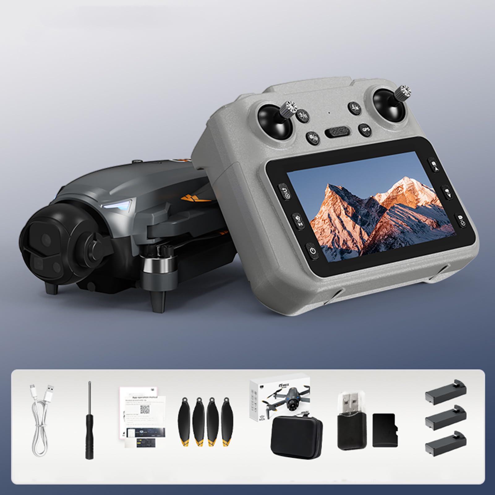GPS Drohne mit 4,5-Zoll-Bildschirm, GPS Drohne mit 4K EIS Kamera für Erwachsene, Bürstenloser Motor, GPS Auto Rückkehr, 60 Min Flugzeit, 3 Akkus, Auto Folgen, RC Quadrocopter für Anfänger
