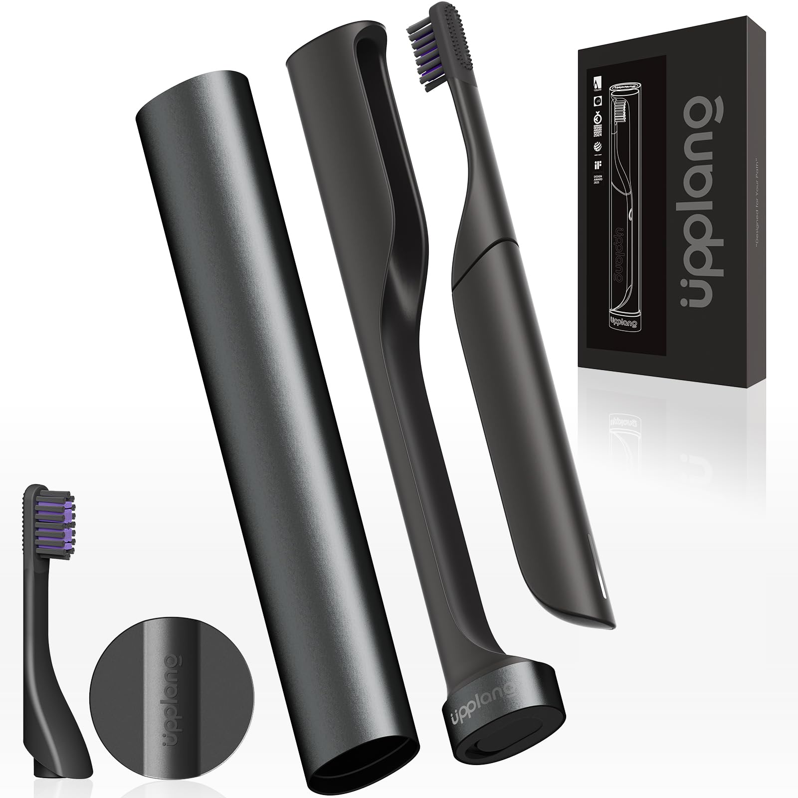 Photo 1 of Electric Toothbrush, Portable Travel Sonic Toothbrush with Protective Case USB-C Rechargeable, Neutral Comfort Bristles, Waterproof, Smart Timer, Compact for Daily Use (Slate Gray)