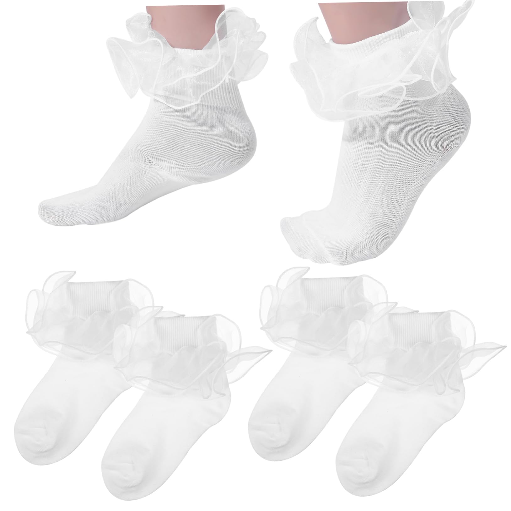 GALPADA 3 Pairs Lace Socks for Toddler Girls Baby Girl Stockings Tutu Socks Cute Soft Cotton Material Thin Breathable Classic Style