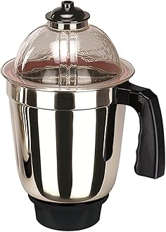 Pro Stainless Steel Mixer Liquid Jar|Standard Mixer Jar|Kitchen Tools|Mixer Grinder Liquid jar with lid 1000 ML (Steel Black)