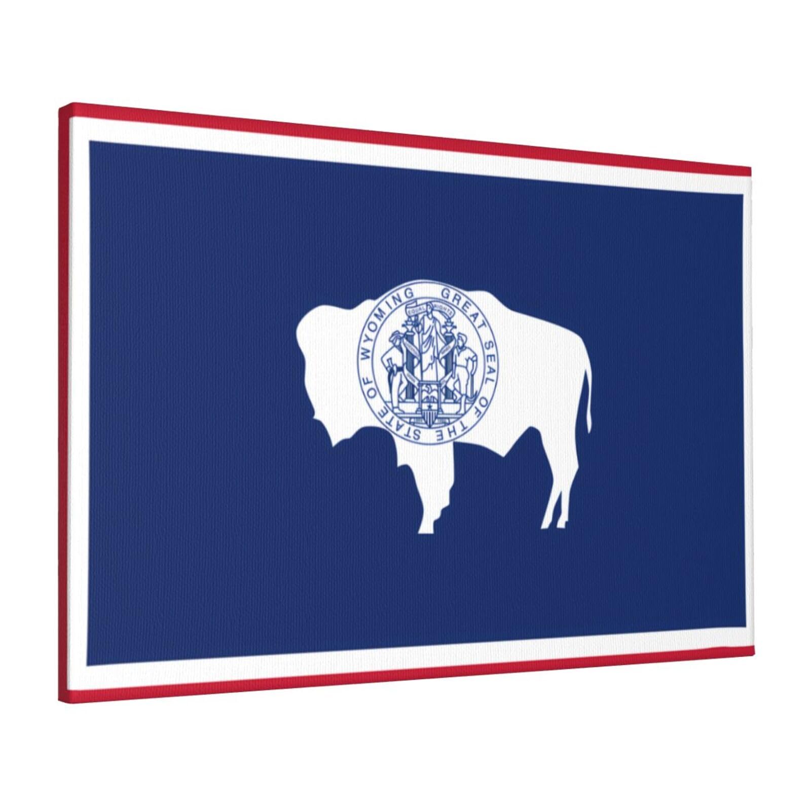 CNTDBU Wyoming State Flag Canvas Wall Art 16x24 Inch-Large Modern Painting Print for Living Room, Framed Ready to Hang Artwork for Bedroom