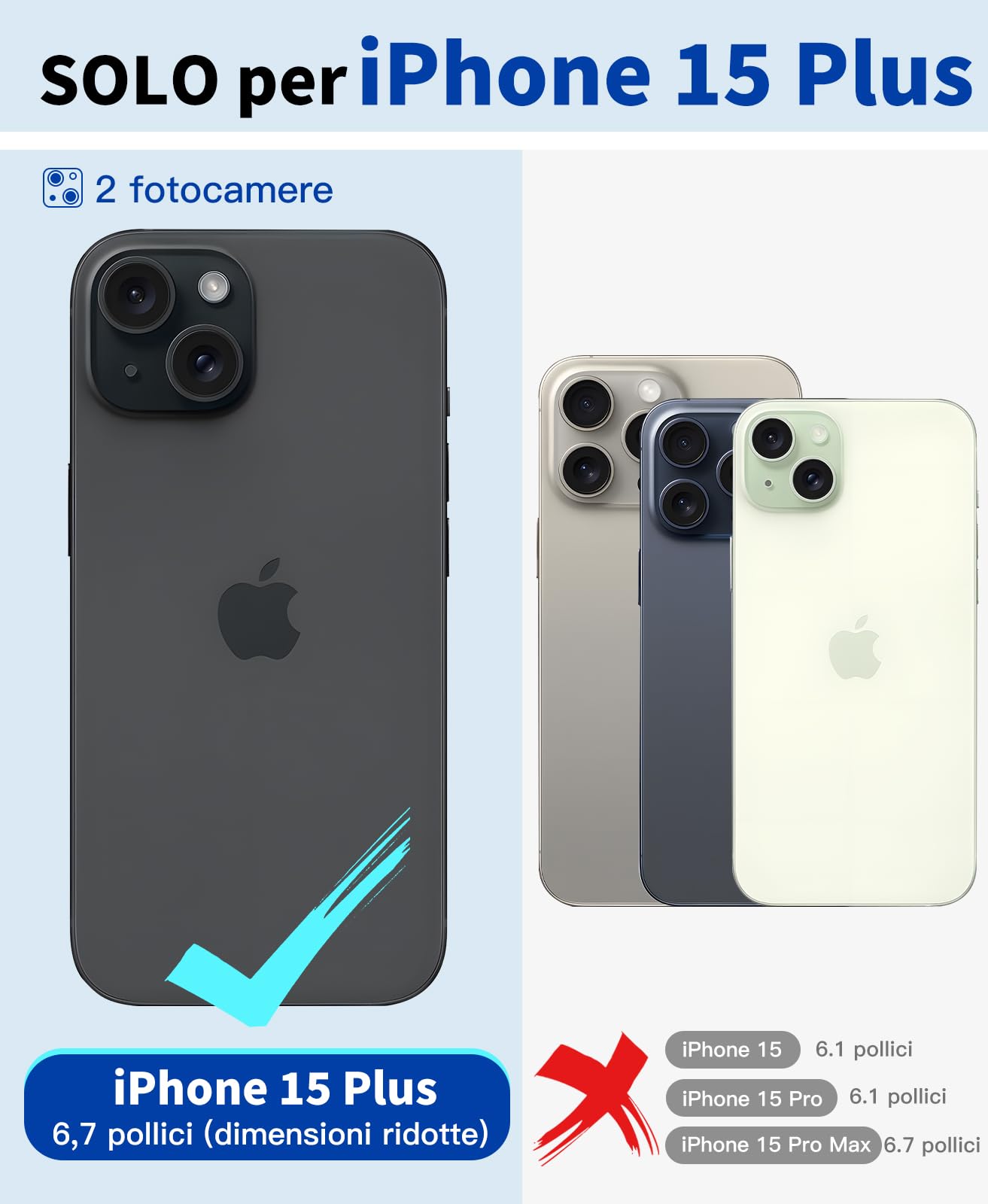 Beeasy Cover per iPhone 15 Plus IP68 Impermeabile, 360 Completa Antiurto Militare Rugged Armor,Resistente Indistruttibile Metallo Custodia, Subacquea Protezione Case per iPhone 15 Plus,Nero