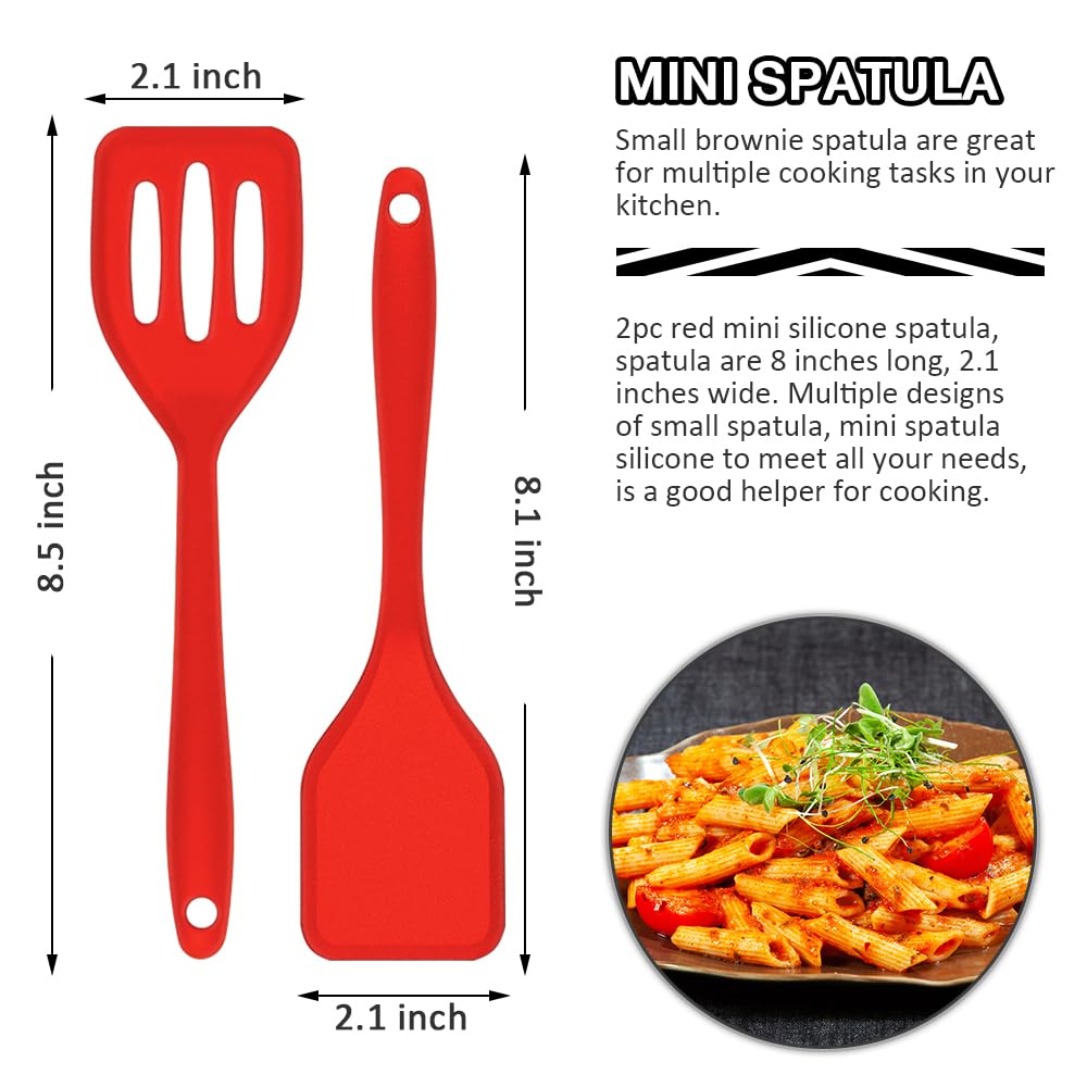 5 mini espátulas de silicona, pequeña espátula de silicona roja, pequeña espátula de brownie fácil de limpiar, espátulas pequeñas para uso en la cocina 2