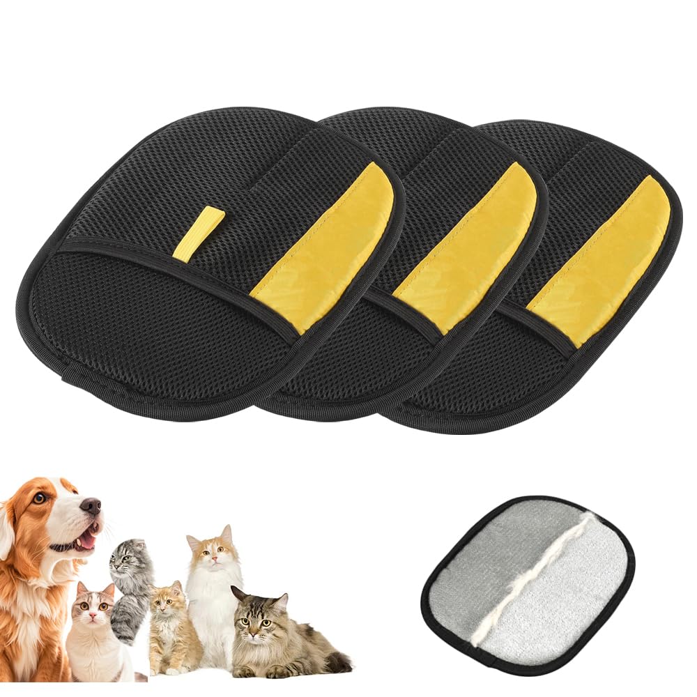 Pet Hair Removal Glove for Cats & Dogs, 2025 New Pet Hair Remover Electrostatic Gloves Pet Hair Remover Glove for Couch, Furniture, Carpet, Curtain, Washable Reusable Animal Fur Removal Tool (3PCS)