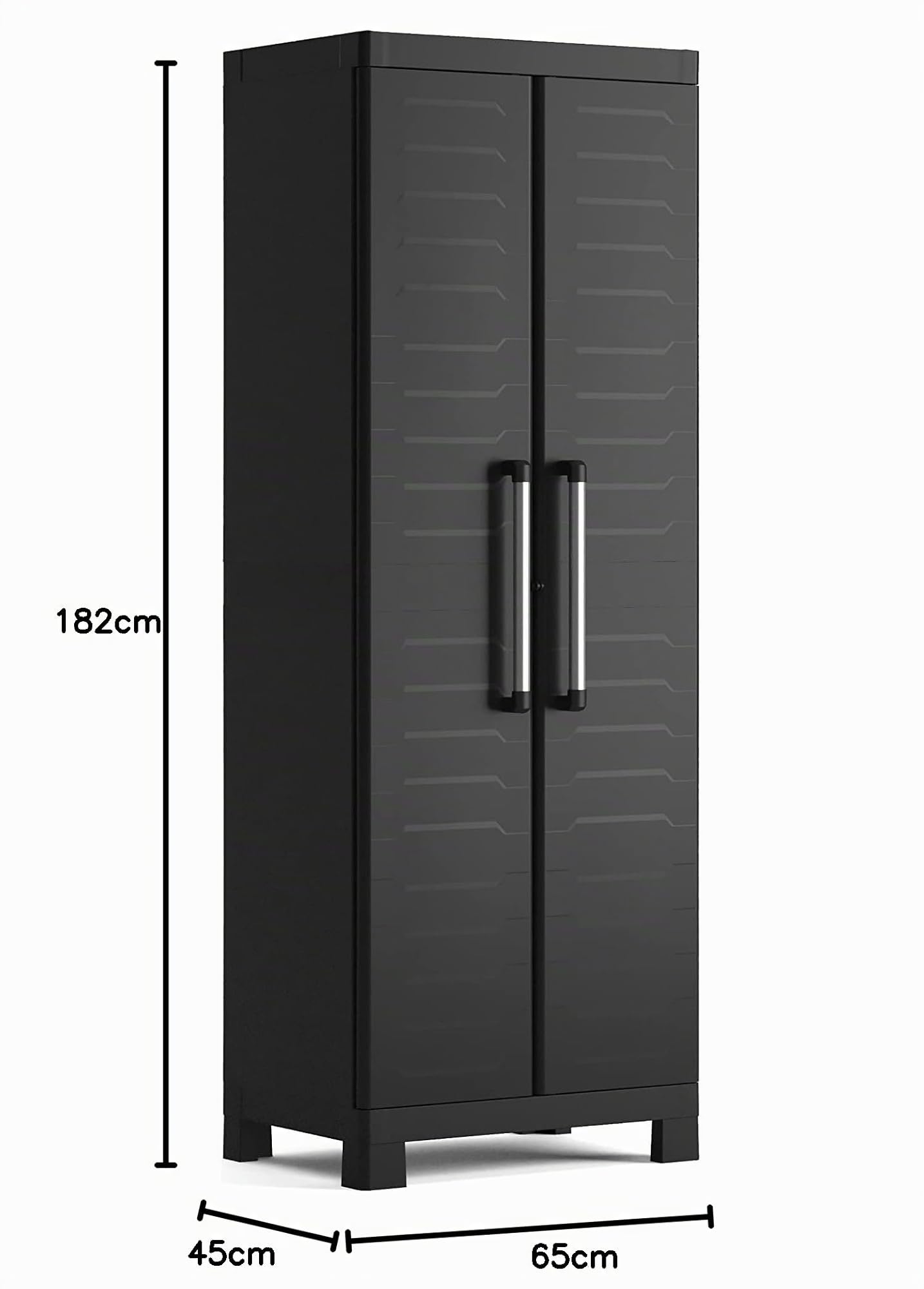 Keter - 9636100002202 - Utilitaire Detroit, Armoire de Rangement Multifonctions, Étagères Modulables, Garage, Atelier, Placard, 65x39x182 cm, Noir, Packing Renforcé