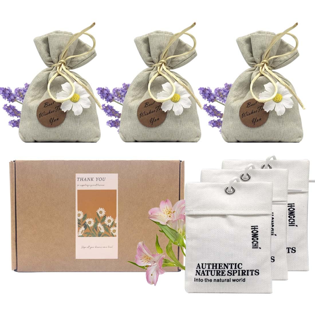 Paquete de 6 sobres de fragancia recargables, bolsas de aroma de mazorca de maíz lavanda y fresia para armario, cajón de automóvil, ambientador natural de larga duración, bolsas de tela de