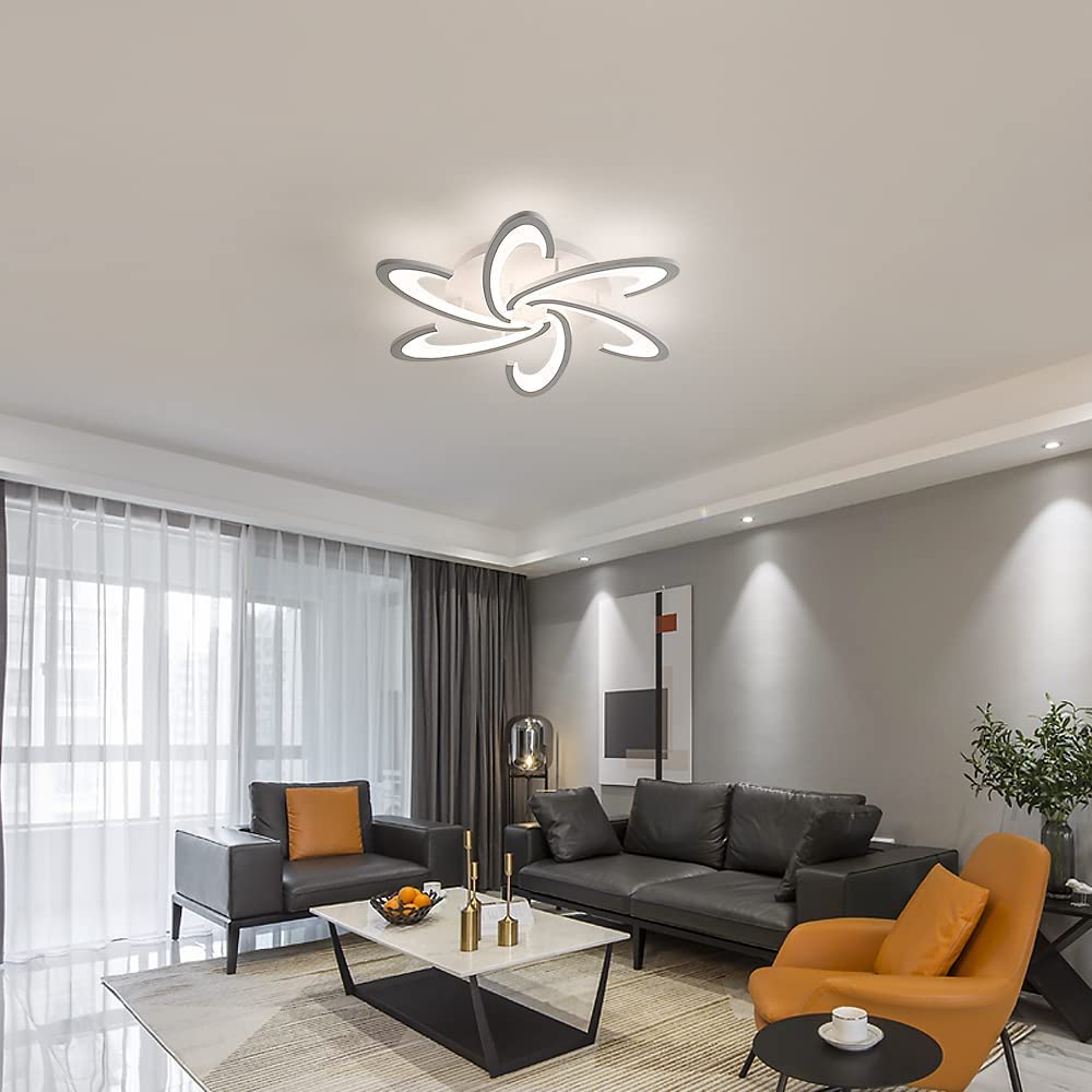 DELIPOP Dimmable Modern LED Ceiling Light with Remote Control, 60W Flush Mount Ceiling Light Fixture, Full CCT Brightness Adjustable, 27 inch Acrylic Ceiling Lamp for Living Room Kitchen Bedroom