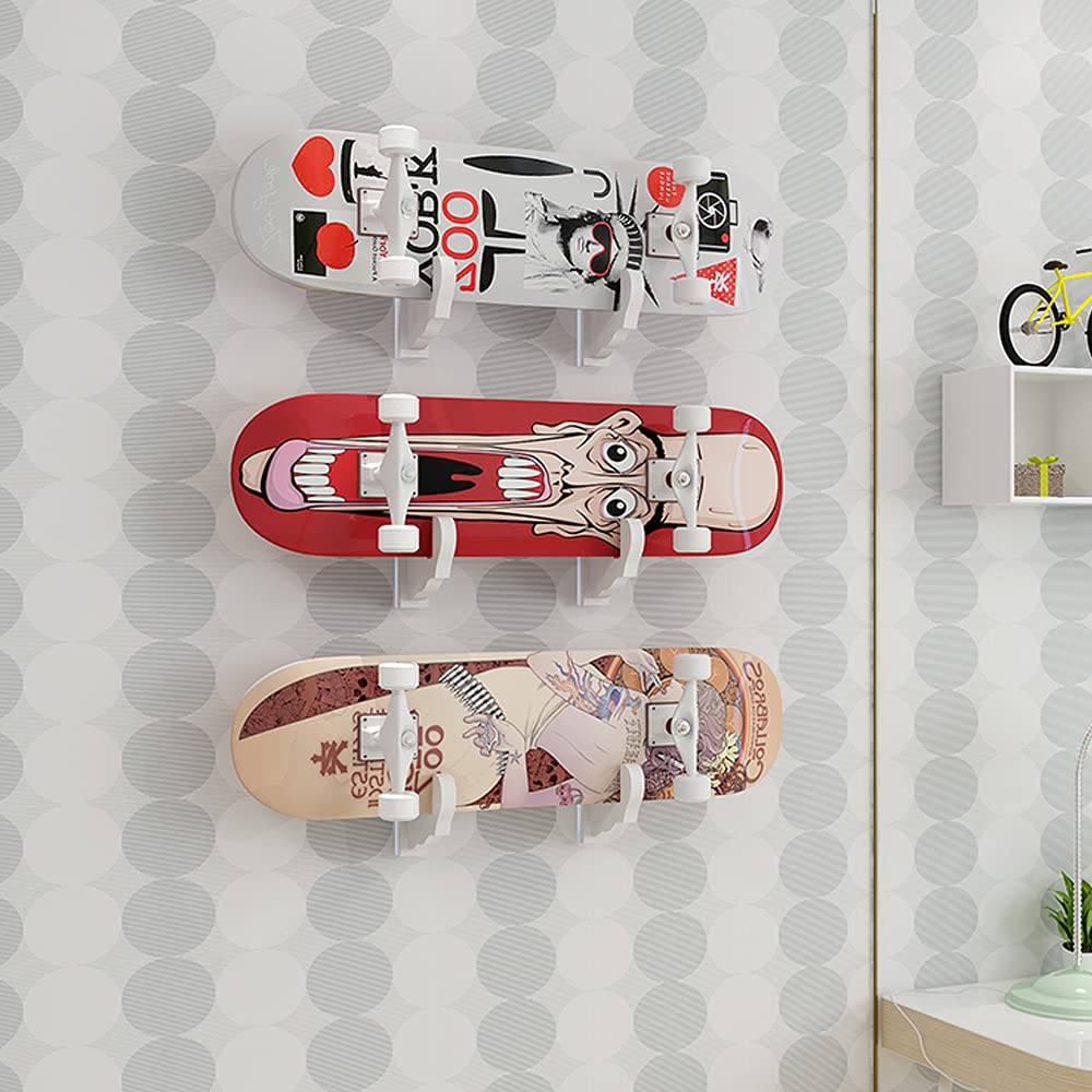 Echwave Espositore per Montaggio A Parete per Skateboard Longboard Penny Board Organizer con Gancio Appendiabiti