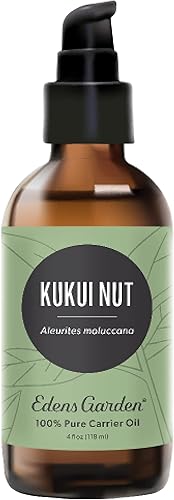 Edens Garden Aceite portador de nueces Kukui, 100% puro, prensado en frío y sin hexano, hidratante natural para el cuidado de la cara, la piel, el