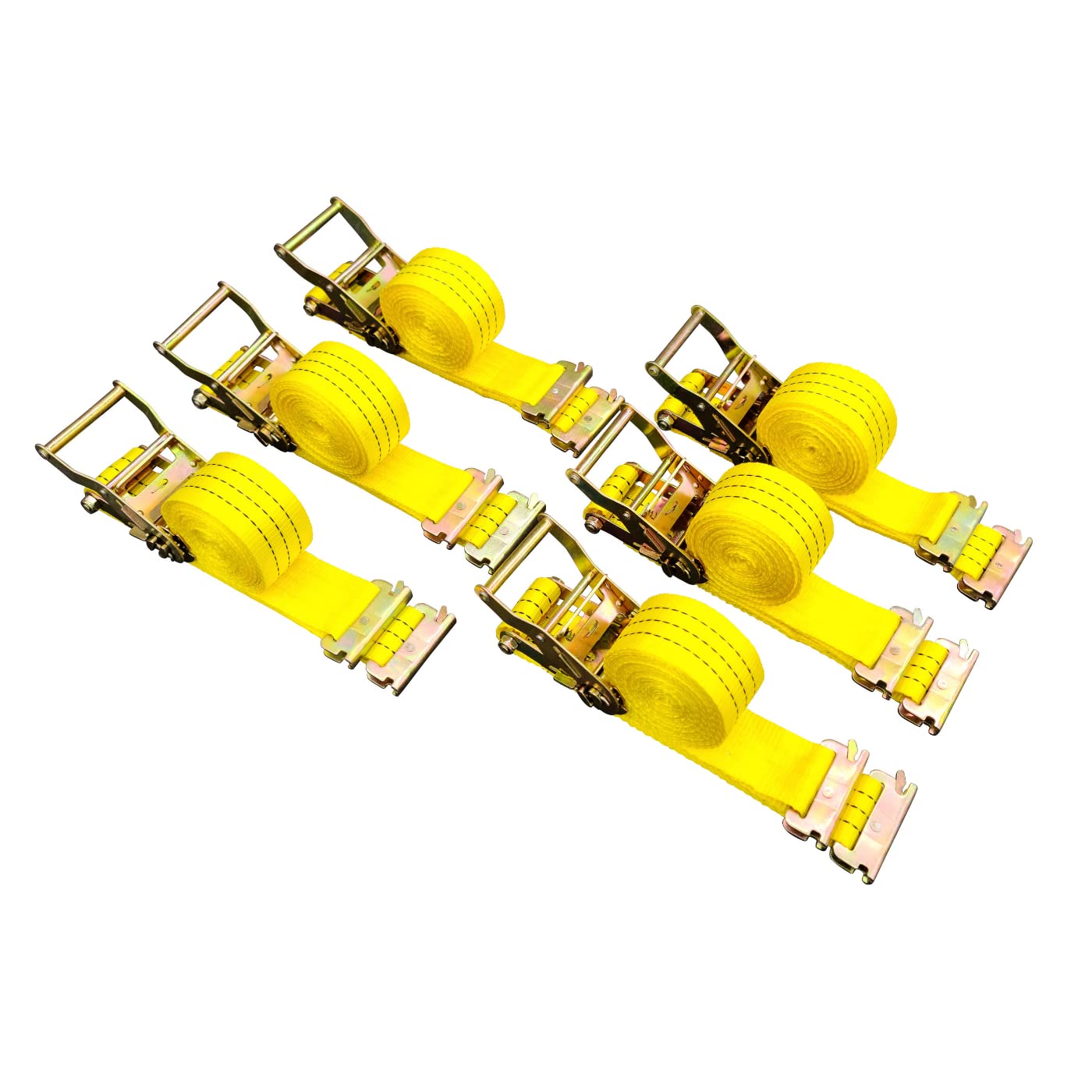 E-Track ラチェットストラップ 6本パック 2インチx15フィート 4400ポンド タイダウン