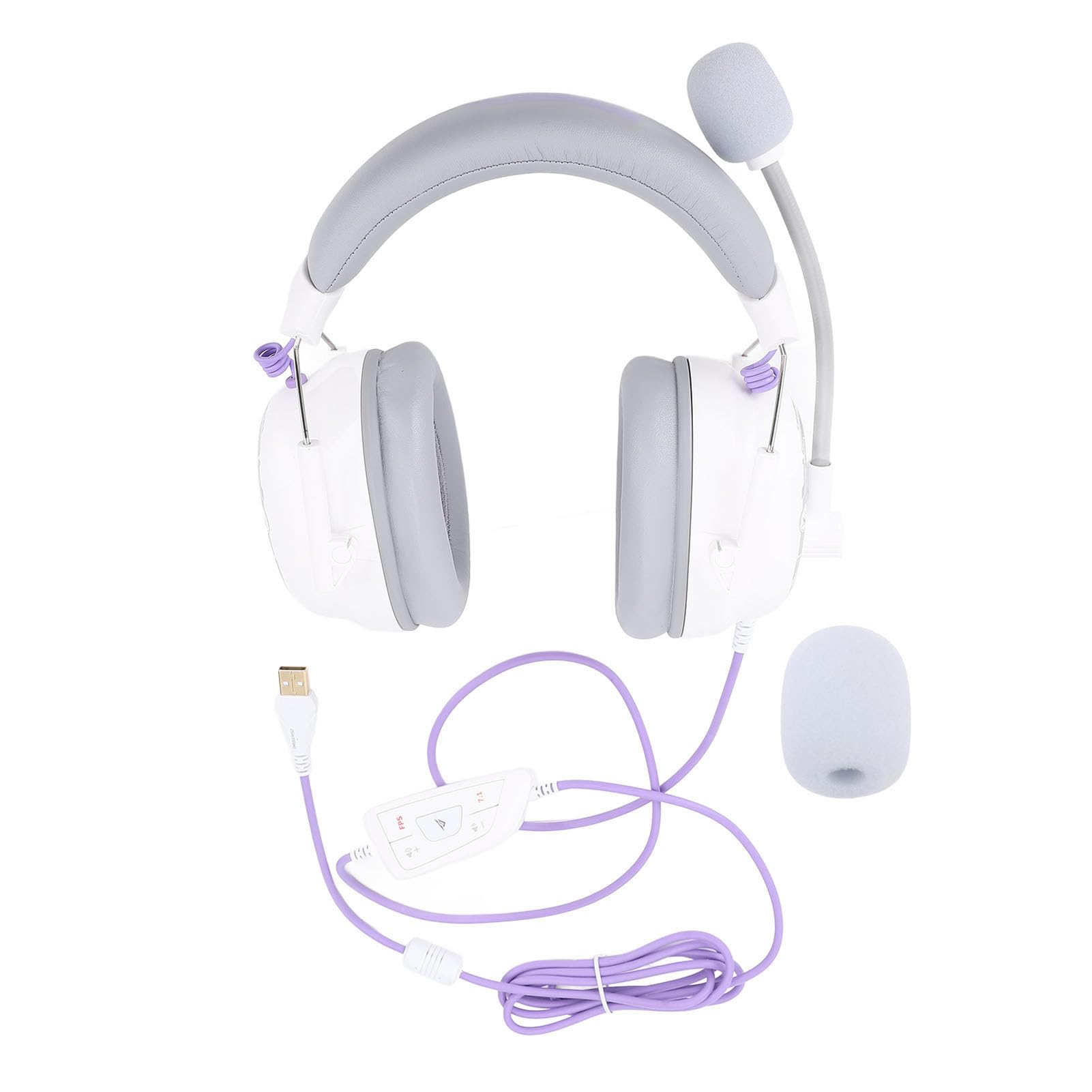 Jectse Gamingowy Zestaw Słuchawkowy HiFi 7.1 z Dźwiękiem Przestrzennym i redukcją Szumów Lekkie Słuchawki Nauszne dla Graczy ABS, PC (WHITE)