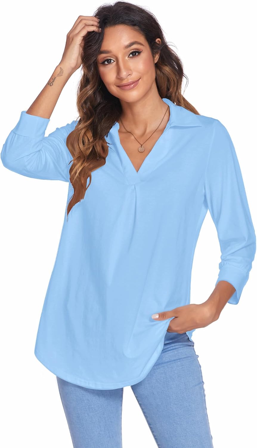Newchoice Womens 3/4 Sleeve Shirts Business Casual Tops image 3