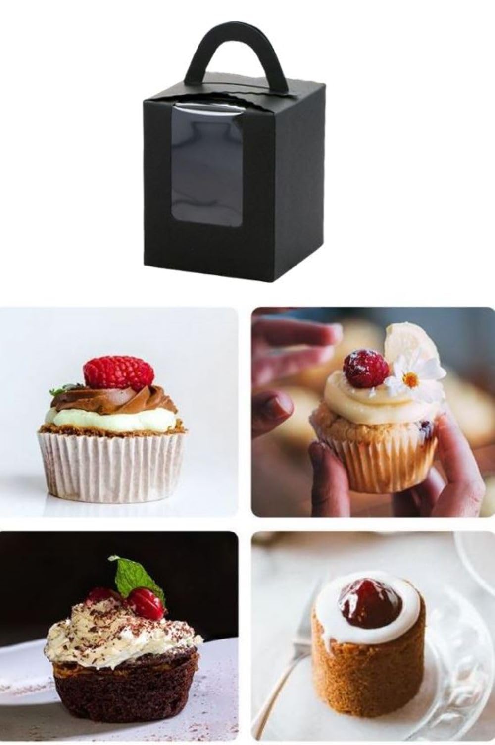 Cupcake Boxes with Window - Portable Gift Boxes -4 Cupcake Boxes with Window - Portable Gift Boxes -4