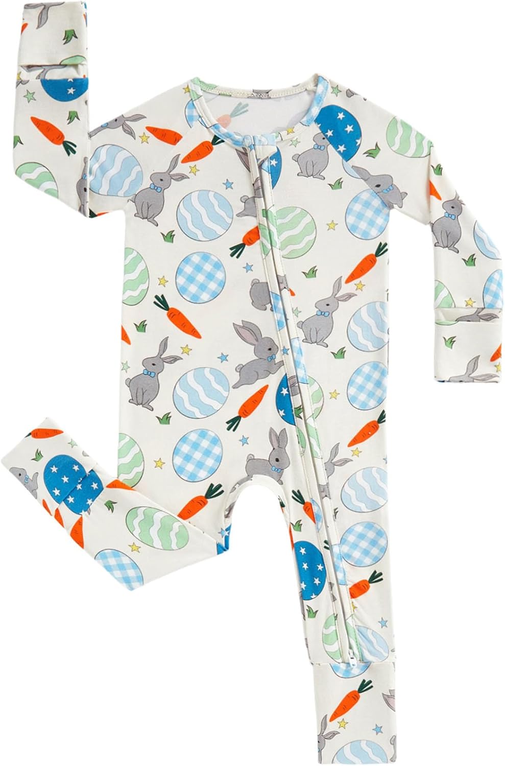 MOSSRIVER Bamboo Viscose Baby Footies with Mitten Cute Prints Long Sleeve Romper Jumpsuit Toddler One-Piece Outfits