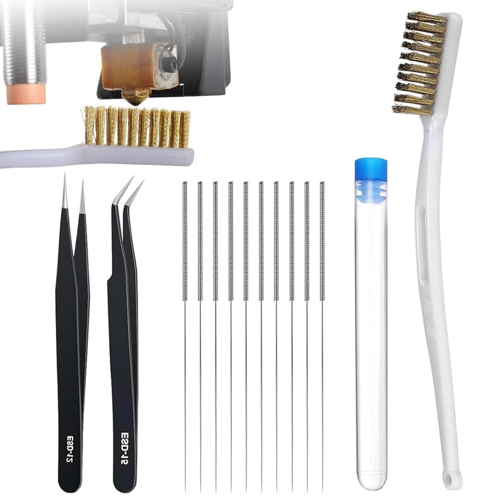 Serplex® Comprehensive 3D Printer Nozzle Cleaning Accessories Kit with 10 Fine 0.4mm Needles, Metal Brush, Straight & Curved Tweezers for Efficient Extruder Maintenance & Clog Removal (B0DHCHCXYM) Amazon Price History, Amazon Price Tracker