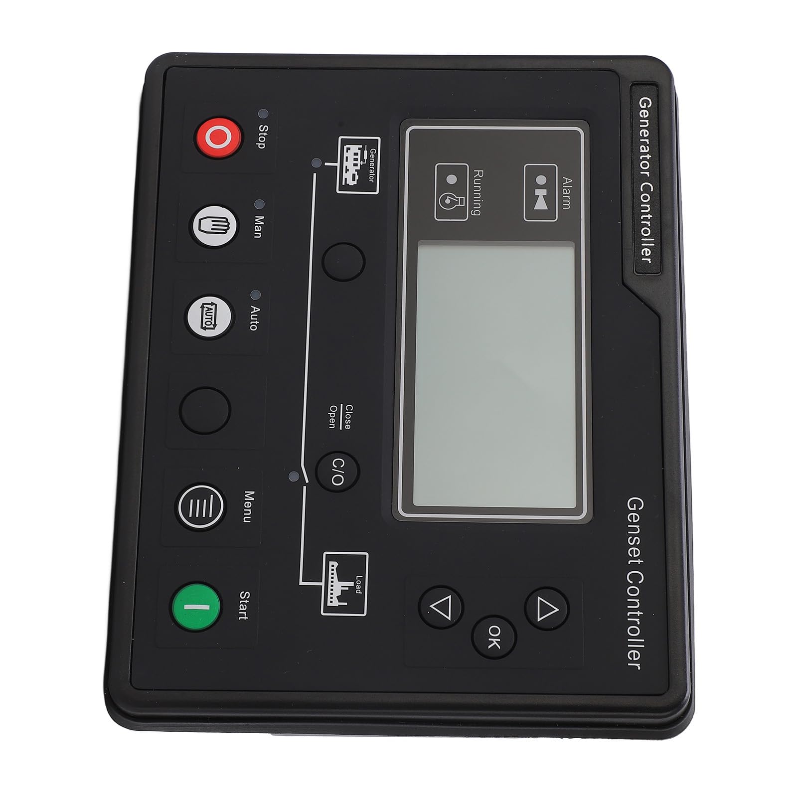 Controlador de Generador Diésel Pantalla LCD Controlador de Grupo Electrógeno Botón Táctil ABS 8 a 35V 132x64 Módulo de Inicio Automático para Sistemas de Energía Trifásicos y Monofásicos