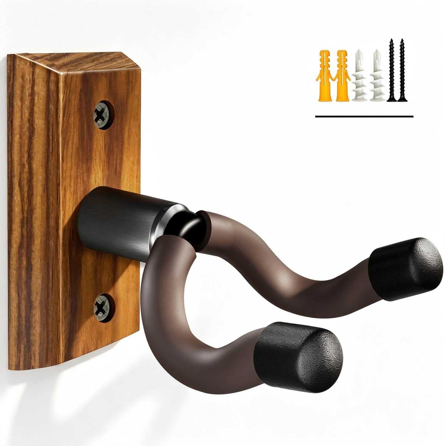 MUSO Guitar Wall Mount, Wood Guitar Hanger, U-Shaped Guitar Wall Hanger Mount, Guitar Holder Hook Stand Wall Mount Guitar Accessories for Acoustic, Electric Guitar, Banjo, Bass, Ukulele,Zebra Wood:1