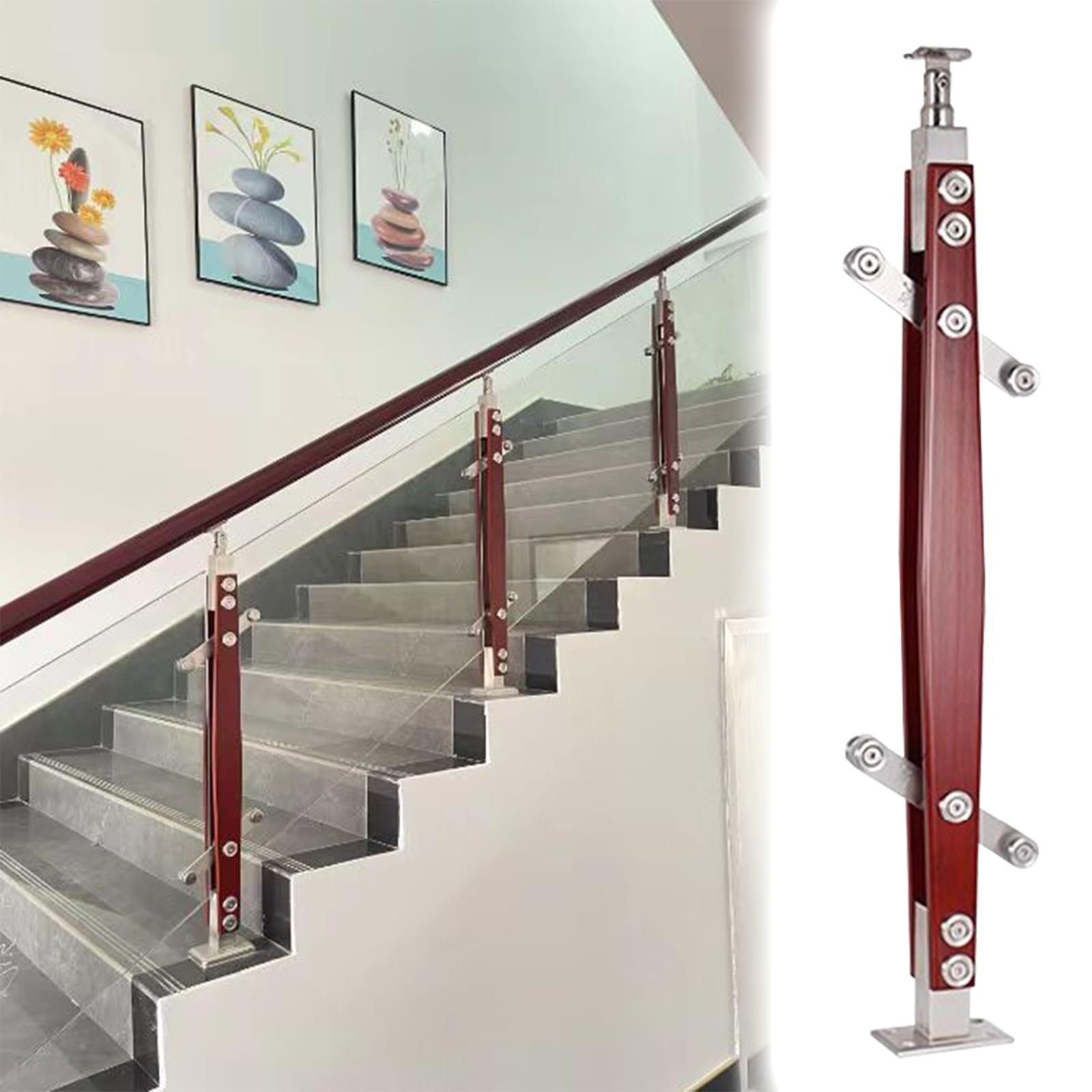 Poteau de balustrade en verre haut de gamme pour terrasse moderne