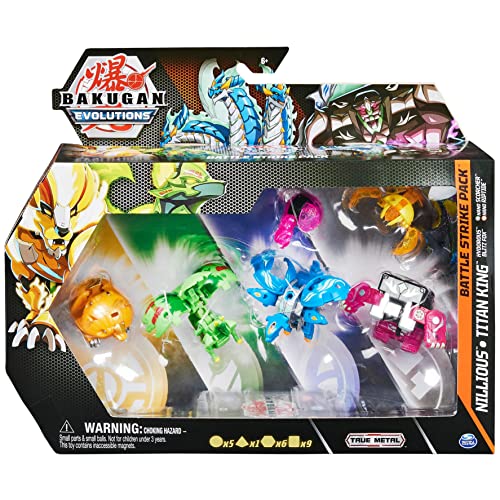 Evolutions - Battle Strike 第 4 季套装 - 完整游戏盒,含 6 个弹珠、6 张 Bakucore 和 9 张收藏卡 - 卡通玩具儿童 6 岁及 + - 随机模型
