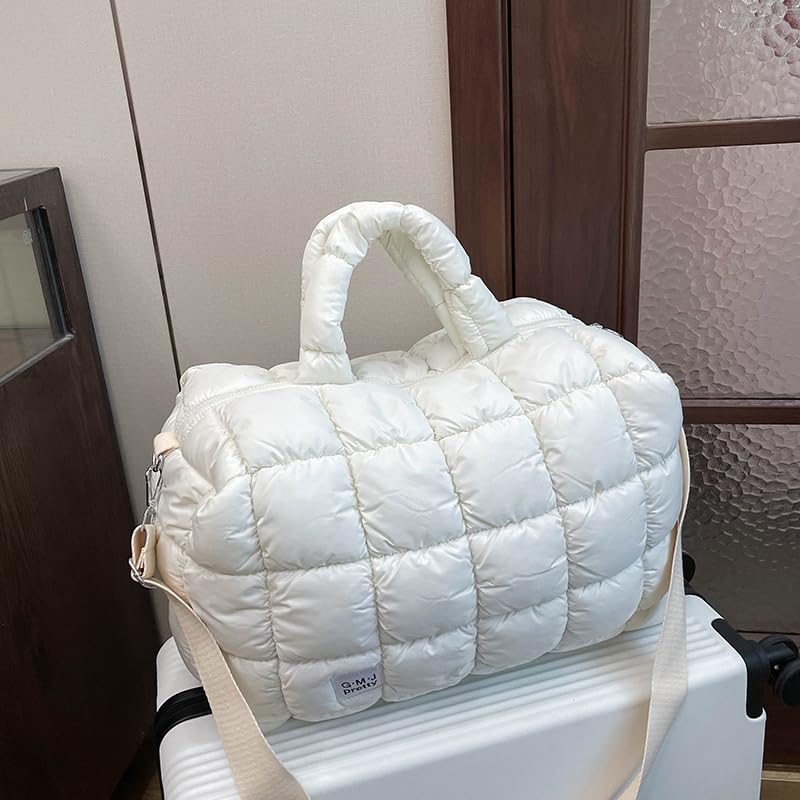 Quilted Puffer Shoulder Bag for Women – Lightweight Puffy Crossbody Tote Purse with Zipper, Handbag for Travel, Daily Use & C2
