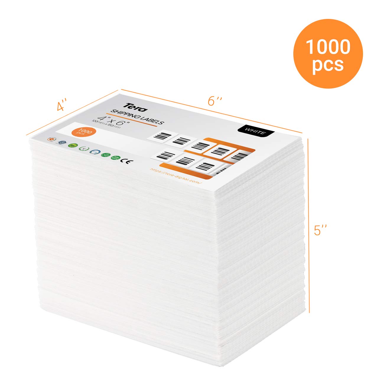 Tera Etichette termiche per spedizioni (10,2 x 15,2 cm) (1000 etichette/stack) senza BPA, senza sbavature, compatibili con varie stampanti, etichette adesive permanenti