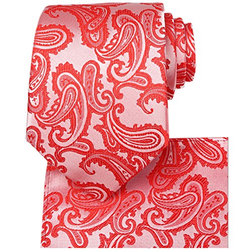 Image of KissTies Mens Paisley Tie And Pocket Square Necktie Sets