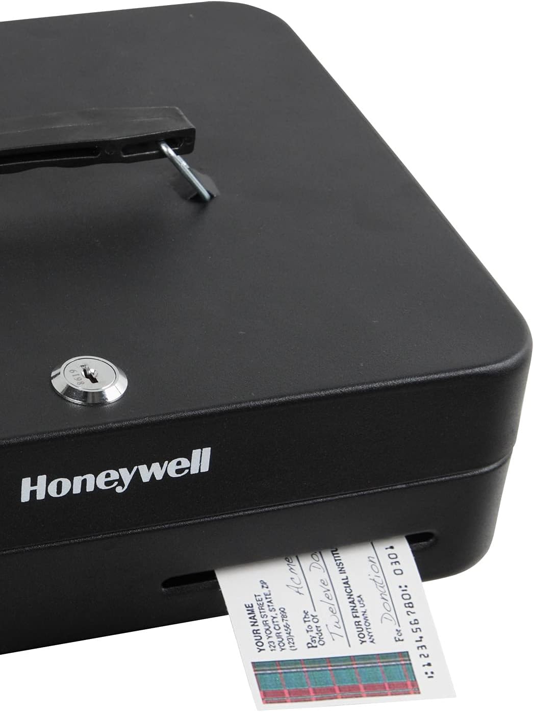 Honeywell Safes & Door Locks - 6113 Deluxe Key Lock Cash Box, 0.23-Cubic Feet, Black : Office Products