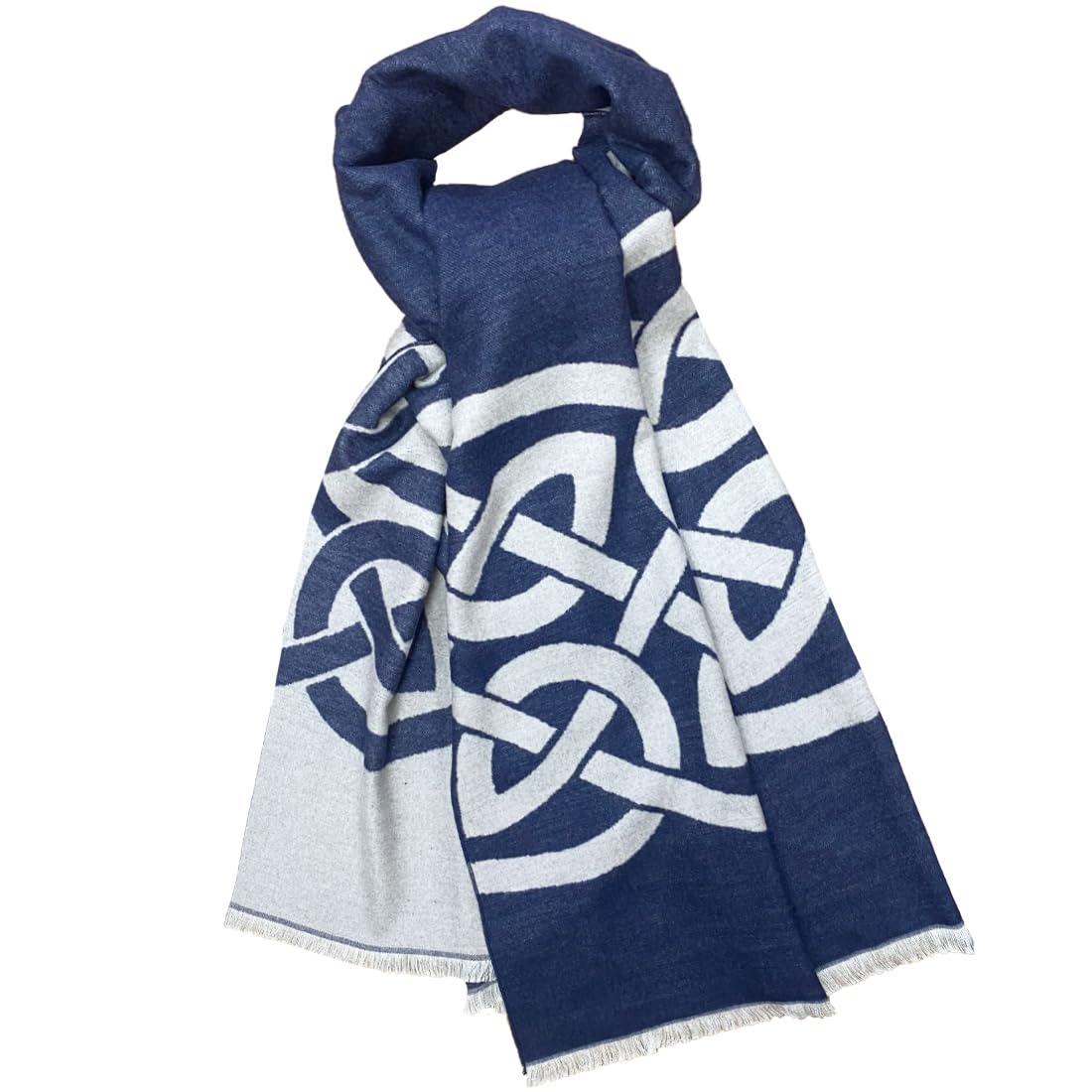 Traditional Craft Limited Book Of Kells Reversible Scarf Designed By Patrick Francis Ireland (175 x 55 cm) (Navy)