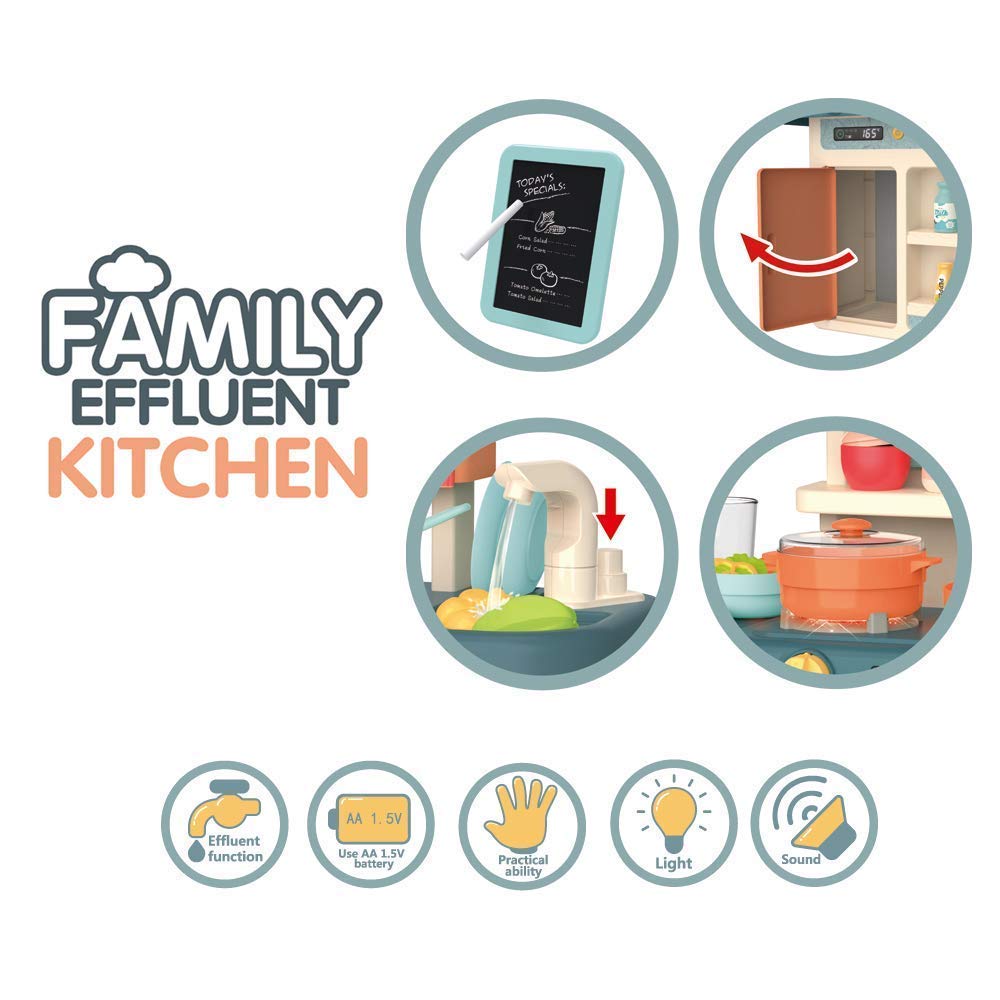 Mahi Enterprise? Big Size Pretended 36 PCS Spraying Mist Kitchen Set with Music,Real Water Tap Sink, Steam, Sound for Children (Color as per Availability)